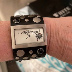 NWT! Ed Hardy Studded Leather Watch